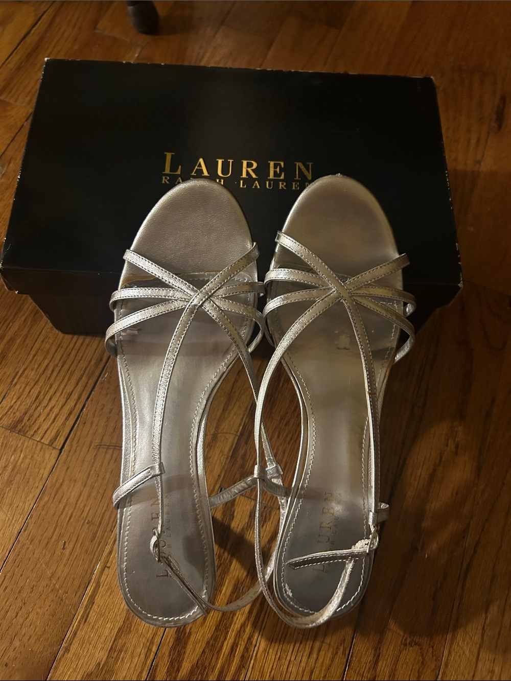 Lauren Ralph Lauren Metallic Silver Strappy Heels